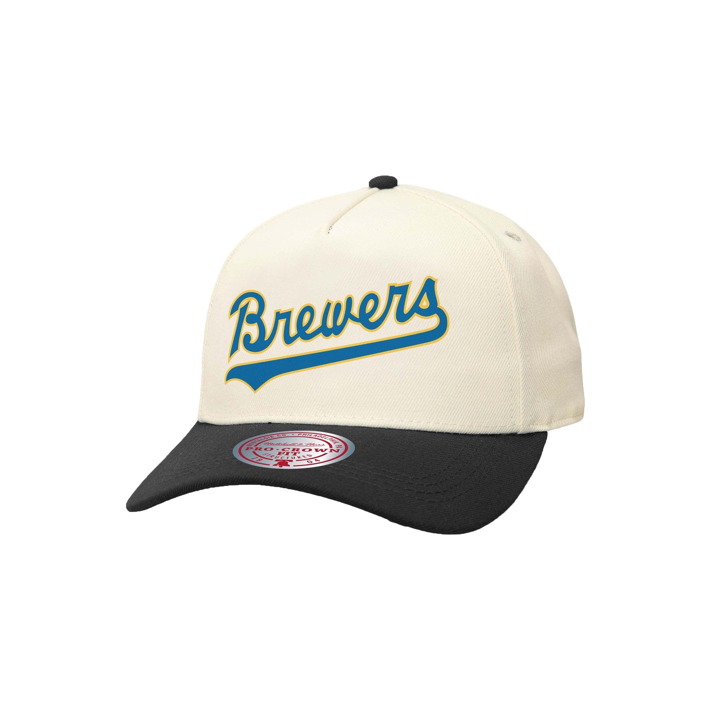 Mitchel & Ness Milwaukee Brewers Off Word Snapback Hat-Off-White